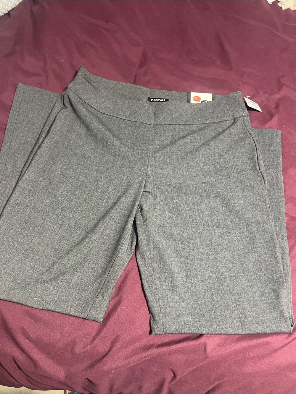 Dress Barn Roz & Ali Dark Charcoal Gray Pull-On Ponte Pants